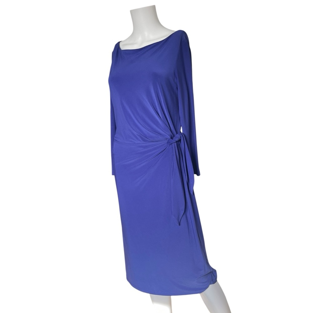 Lauren Ralph Lauren Dress Purple Long Sleeve Stretch Knit Career Office Size 10